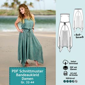 Sommerkleid + Rock "Kate" Gr. 32-44, Schnittmuster m. Ebenen