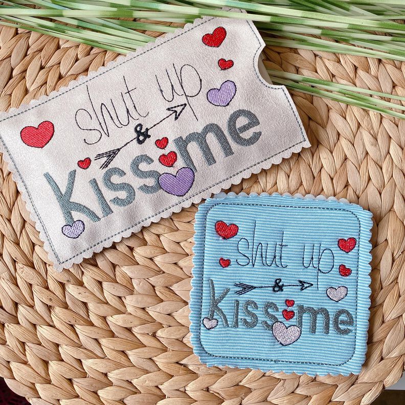 Stickdatei Valentinstag Mug Rug Herzen shut up and kiss me image number 10