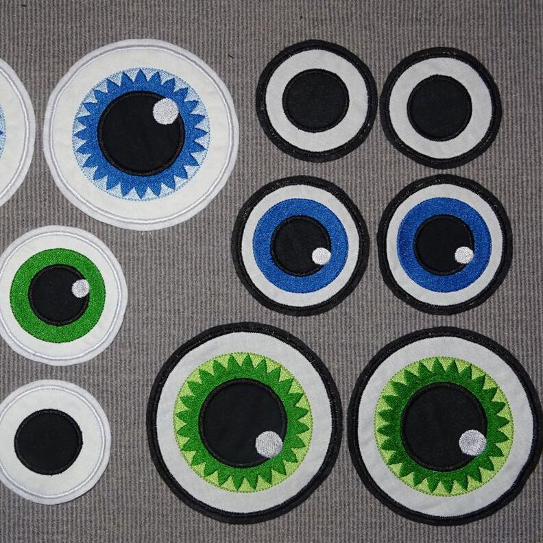 runde XXL Augen bis 20cm für Kuscheltiere Stickdatei image number 1