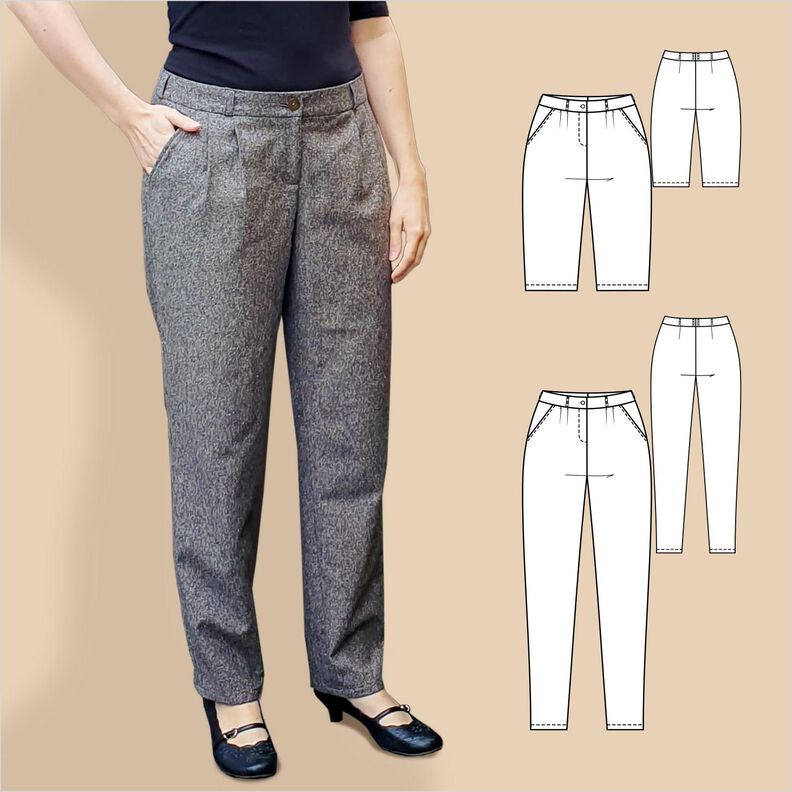 Ella – Lange oder kurze Bundfaltenhose, Gr. 34-50, A4+A0 image number 1