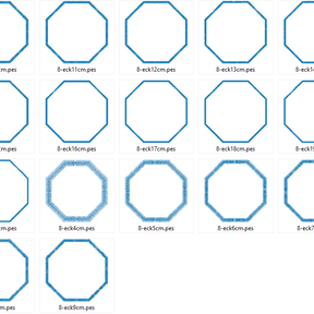 Stickdatei  8eck Button Stoffapplis 17 Gr&ouml;&szlig;en Rahmen