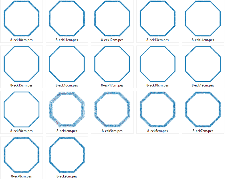 Stickdatei  8eck Button Stoffapplis 17 Gr&ouml;&szlig;en Rahmen image number 2