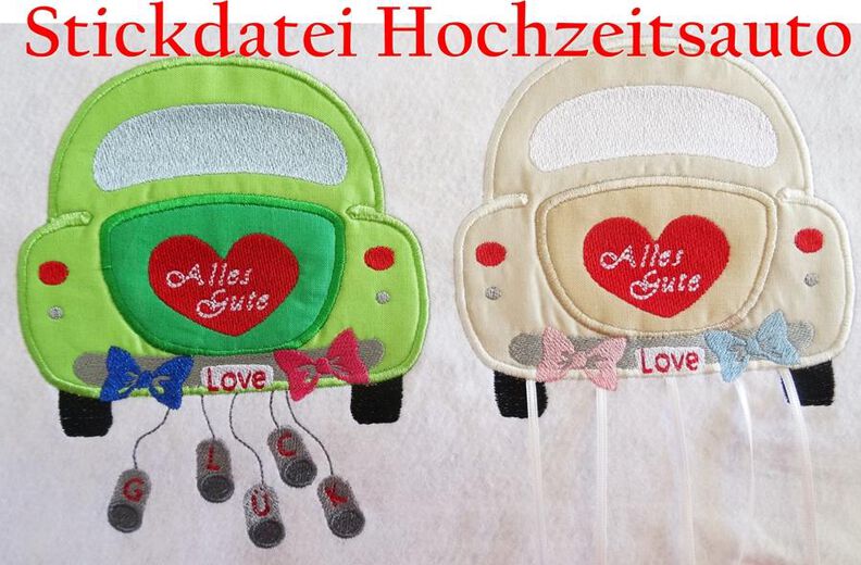 Hochzeitsauto Stickdatei image number 1