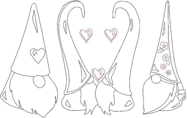 Herz Gnome Zwerg Linie Stickdatei Valentinstag Weihnachten image number 5