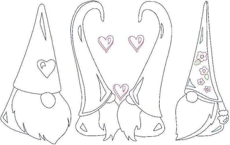 Herz Gnome Zwerg Linie Stickdatei Valentinstag Weihnachten image number 5