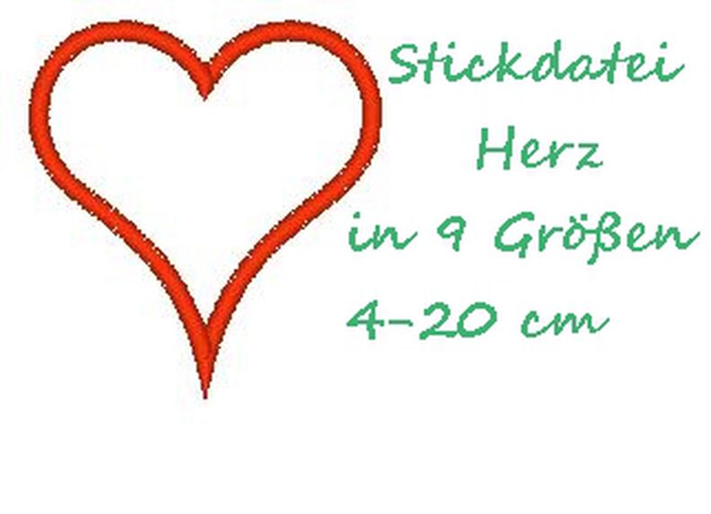 Stickdatei Herzapplikation in 9 Größen Herz image number 1
