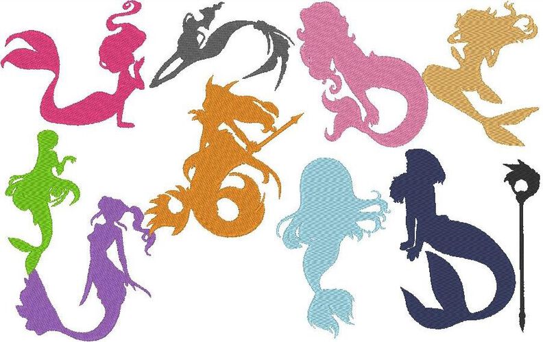 Meerjungfrau 1 Silhouette 18 Motive Stickdatei image number 2