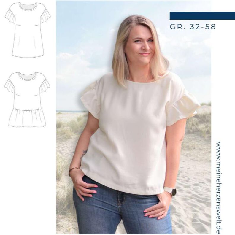 Rüschenshirt Damen – Schnittmuster – Alcudia Gr. 32-58 image number 1