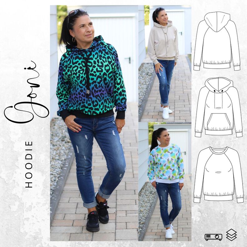 Raglanhoodie GONI Gr. 32-56 Schnittmuster PDF Ebook image number 1