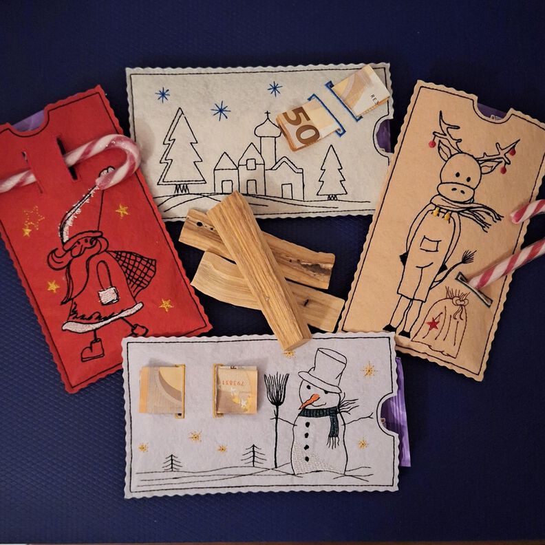 Stickdatei Schokohülle Weihnachten Geld SET Figuren image number 4