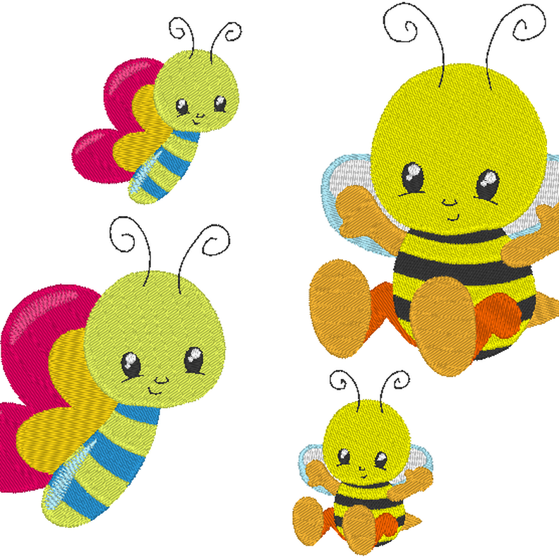 Stickdatei - Biene mit Schmetterling Cute image number 1