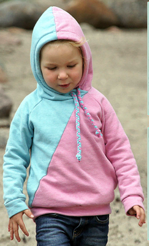 Hoodie Zwulli Kapuzenpullover mit diagonaler asymmetrischer Teilung Größe 74-164 image number 1