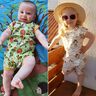 Baby Jumpsuit Body Sommer Anzug mit Rüsche TIPIS ♥ Gr. 56-98 thumbnail number 2