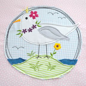Stickdatei Möwe Blumen doodle 6 Größen