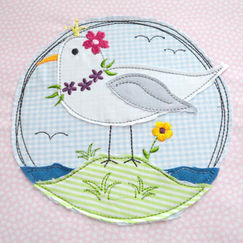 Stickdatei Möwe Blumen doodle 6 Größen image number 1