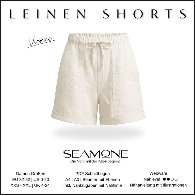 Kurze Hose | Damen Schnittmuster PDF | 32–52 | Seamone image number 1