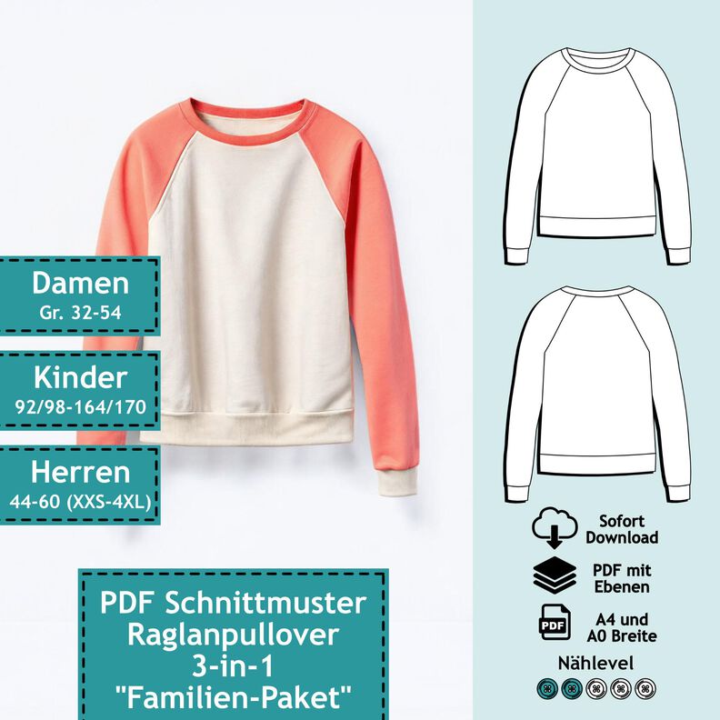 "Familien-Paket" Raglanpullover Herren, Damen und Kinder image number 1