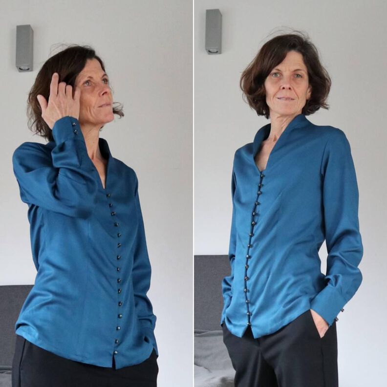 Damen Bluse Knopfleiste Kelchkragen PERLENTE ♥ Gr. 34-56 image number 3