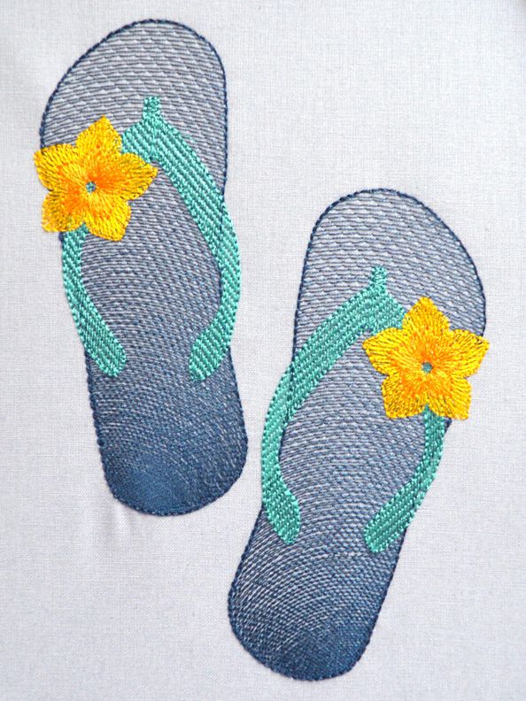 Stickdatei Badeschlappen Schuhe Sommer verschiedene Größen image number 3