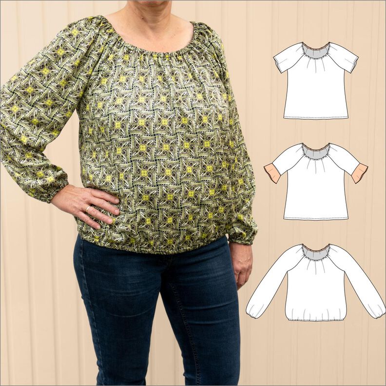 Ida – weite Carmenbluse Damen, weite Ärmel BU 80-116 A4+A0 image number 1