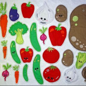 Gemüse Stickdatei Applis Gurke Möhre