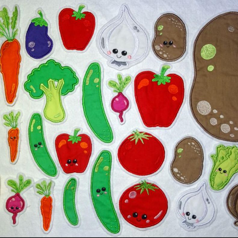 Gemüse Stickdatei Applis Gurke Möhre image number 1