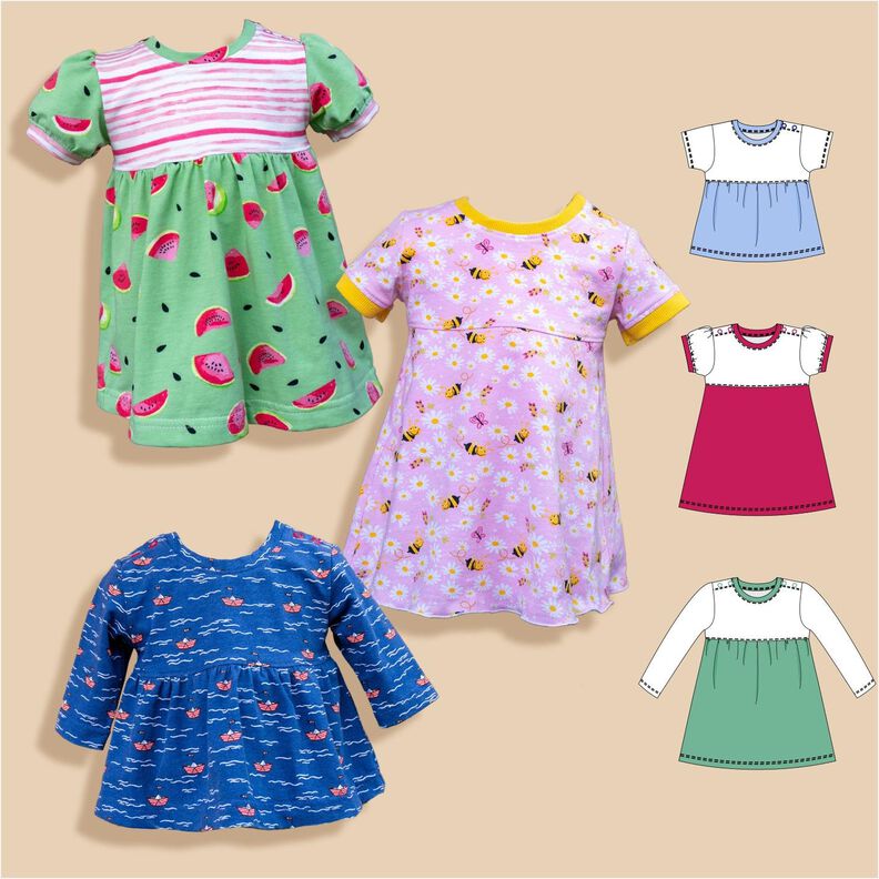 Chrissy – Baby Kleid Shirt mit Puffärmeln Gr. 56-98, A4+A0 image number 1