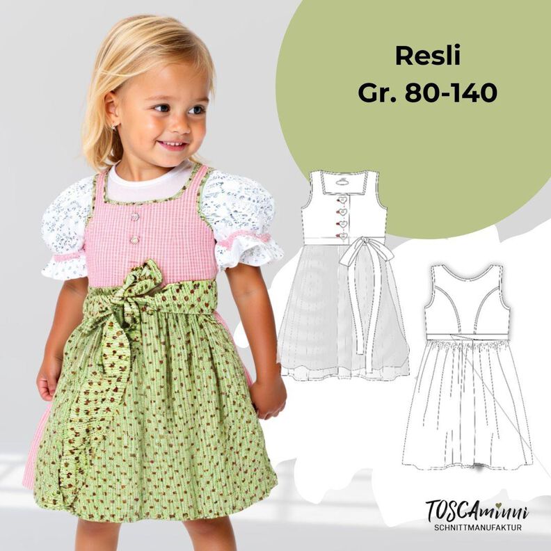 Kinderdirndl Resli 1 Gr. 80 -140 Schnittmuster A4/A0-Datei image number 1