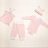 Baby Set Wickelbody, Hose, Mütze und Kuscheltier thumbnail number 1