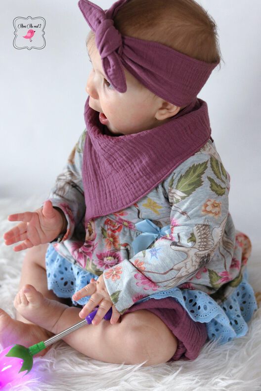 Newborn LOU SET Kleid,k. Hose,Haarband +gratis Plott-Datei image number 5