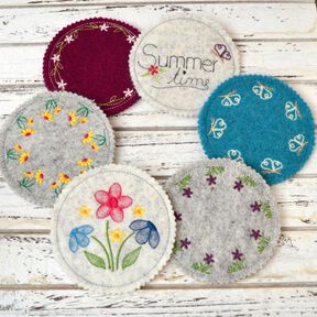 ITH Stickdatei Untersetzer Blume 6 Motive 10x10cm