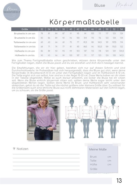 Bluse Damen - eBook Schnittmuster - 32-54 - Madrid#135 image number 3
