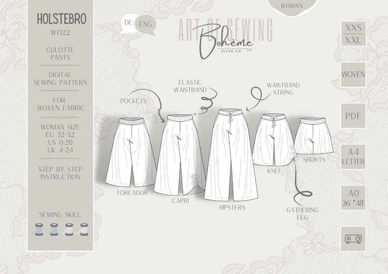 www.bohemedesignsew.com - HOLSTEBRO.culottehose image number 4