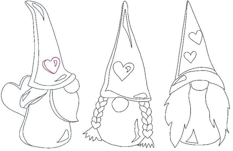 Herz Gnome Zwerg Linie Stickdatei Valentinstag Weihnachten image number 4