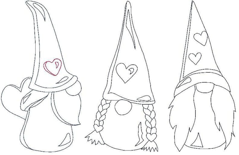 Herz Gnome Zwerg Linie Stickdatei Valentinstag Weihnachten image number 4
