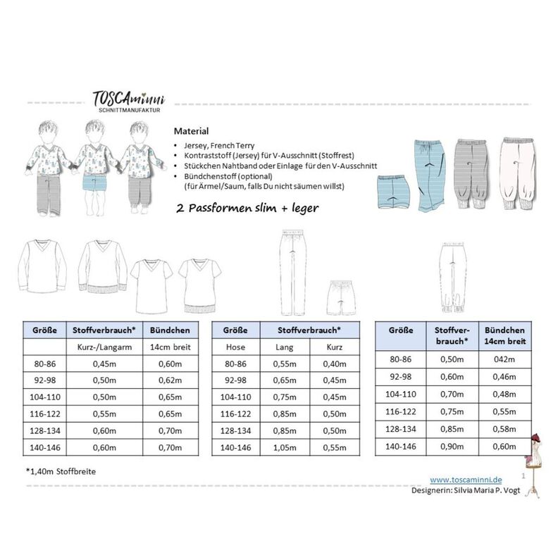 Pyjama Leeroy Gr. 80-140 Schnittmuster image number 2