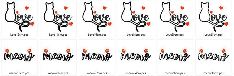 Katze Katzen Liebe Stoff-Aufnäher Stickdatei Herz image number 9