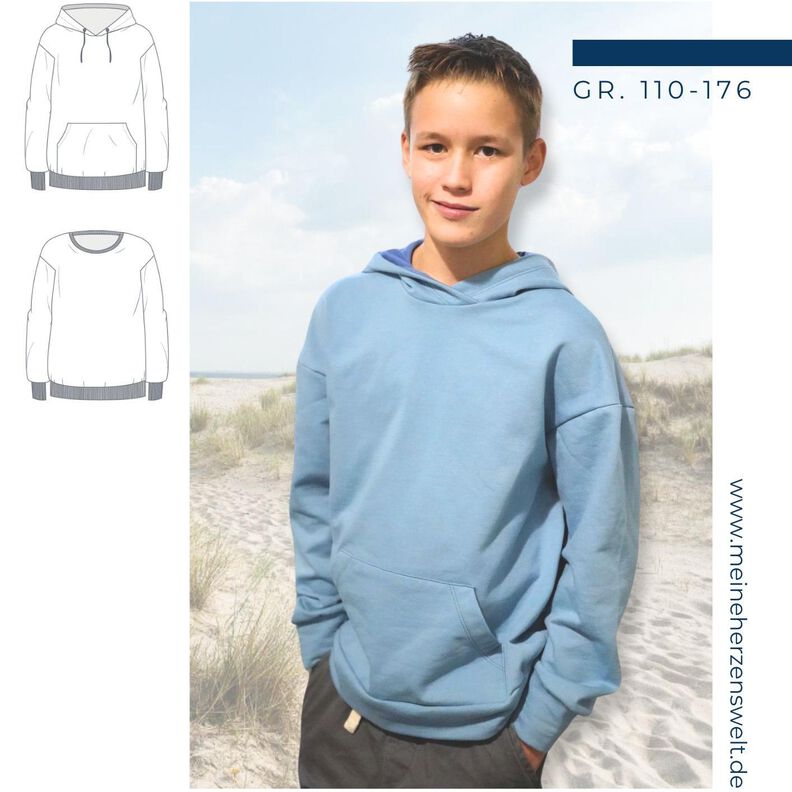 Hoodie Kinder – Schnittmuster Gr. 110-176 – Boston image number 1