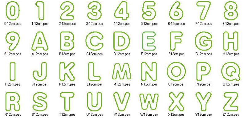 12cm Buchstaben und Zahlen Stickdatei Alphabet Zahl image number 3