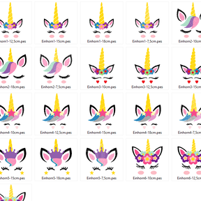 Stickdatei Einhorn Gesichter