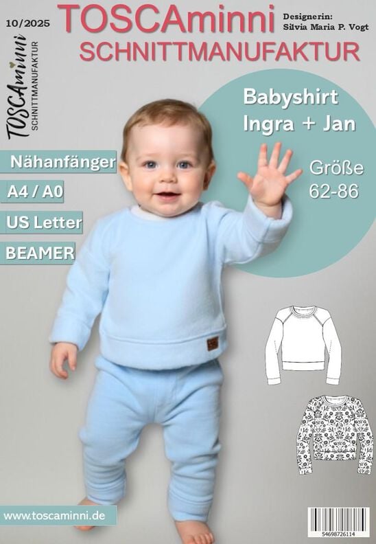 Schnittmuster Babyshirt Ingra-Jan Gr. 62-86 A4/A0-Datei image number 2