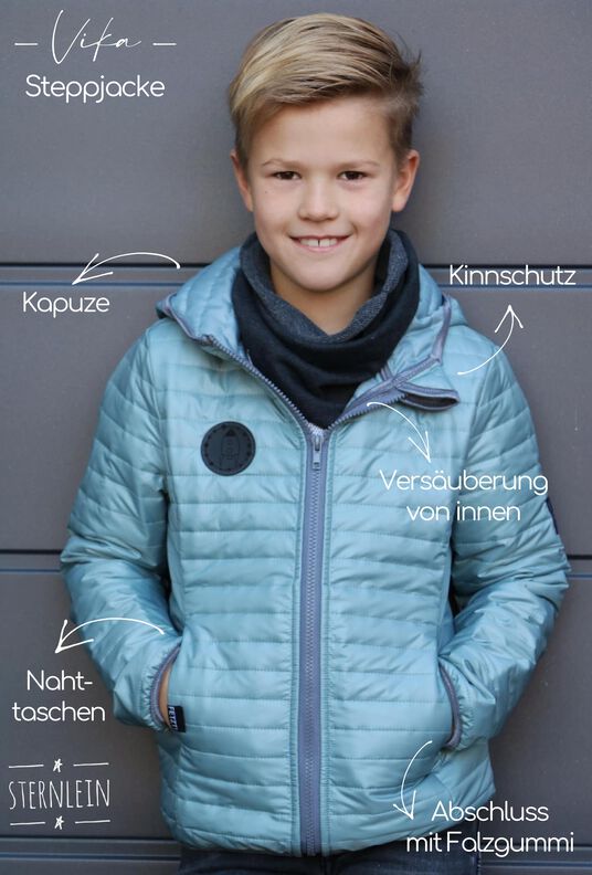 Steppjacke Kinder – Schnittmuster Gr. 86-176 – Vika #113 image number 2