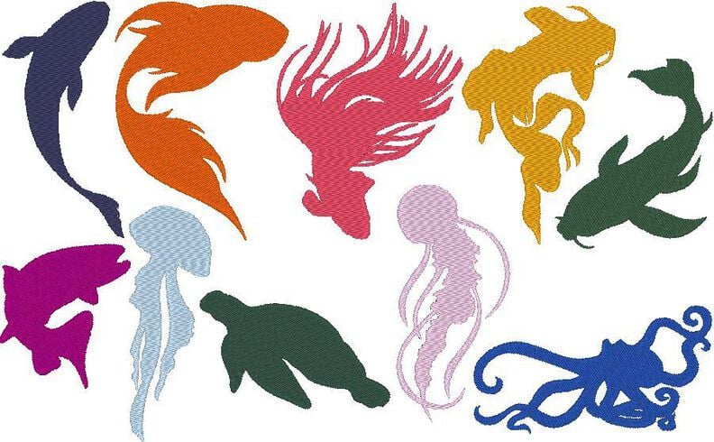 Meerestiere Silhouette Stickdatei Fisch Schildkr&ouml;te  image number 7