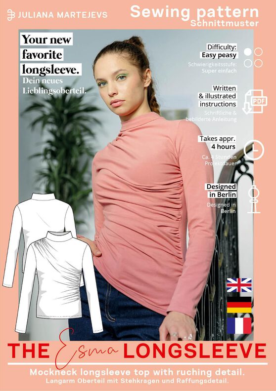 Schnittmuster nach Maß für ein gerafftes Longsleeve Top image number 6
