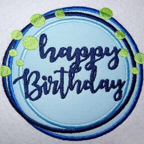 Stickdatei - Happy Birthday Kreis Button in 16 Gr.