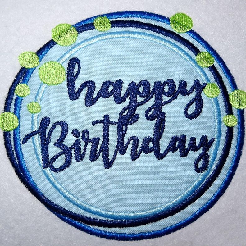 Stickdatei - Happy Birthday Kreis Button in 16 Gr. image number 1