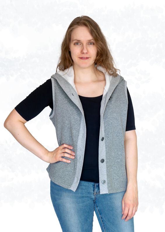 Daria Sweatjacke/Weste mit Knöpfen und Kapuze BU 80-116 image number 6