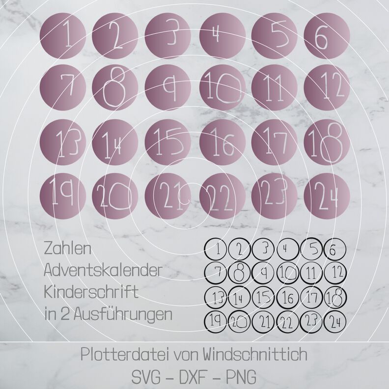 Plotterdatei - Adventskalender Zahlen Kinderschrift image number 5