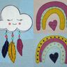 Doodle Boho Stickdatei Regenbogen Wolke Mond Herz Cute thumbnail number 9