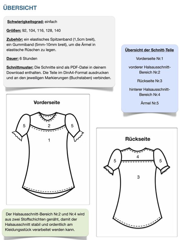 Kinder Kleid Matilda Nähanleitung und Schnittmuster 92-140 image number 8
